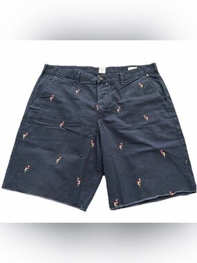 GAP Navy Embroidered Flamingo Flat Front Shorts